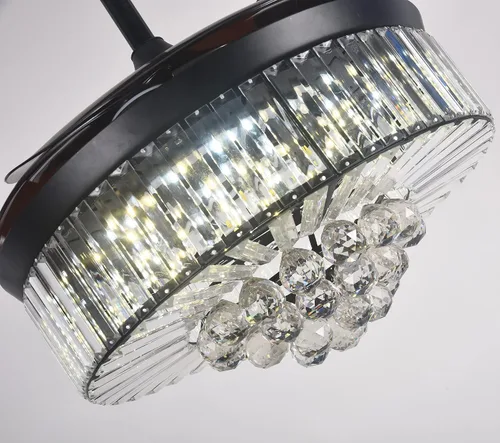 Vista 6 de BIGBANBAN - Ventilador de techo de 42 pulgadas con luz, ventilador de techo retráctil de cristal LED para dormitorio, sala de estar, comedor