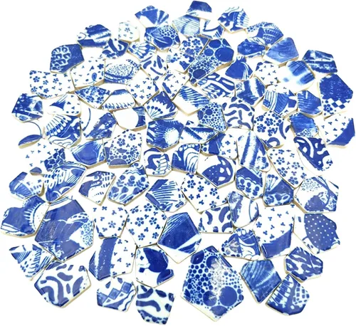 Vista 14 de Azulejos de mosaico de cerámica de porcelana de 1.1 libras, azulejos de mosaico irregulares rotos para suelo de manualidades, cocina, piscina
