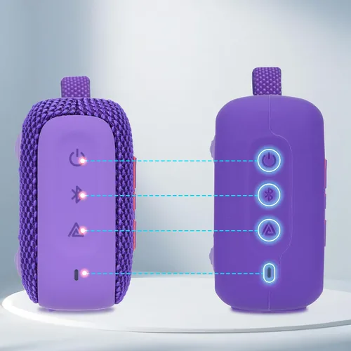 Vista 4 de Funda de silicona Lebakort compatible con altavoz portátil JBL GO 4 (Funda negra)
