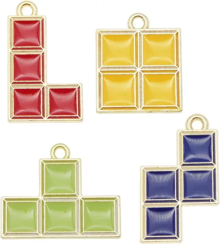 Vista 7 de yaokan 20 dijes esmaltados coloridos L O T Z Game Cube Charms 3D colgante, joyería, collar, pulsera, aretes, accesorios para hacer manualidades, 20