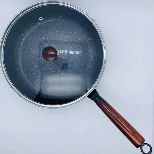 Vista 2 de Sartén antiadherente, sartén de granito antiadherente con tapa de vidrio, sartén para saltear con tapa (sartén con tapa de 10 pulgadas)