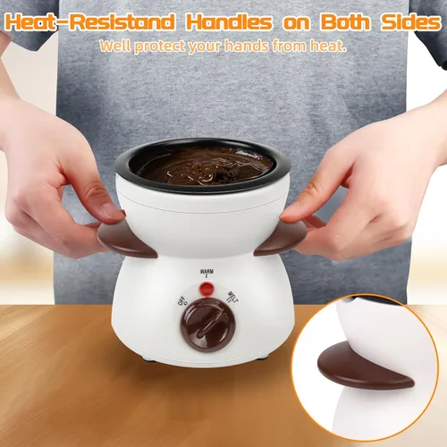 Vista 14 de Mini olla para fundir chocolate, fuente de fondue de chocolate, máquina calentadora de 8.79 onzas para chocolate con leche, queso, mantequilla Rojo