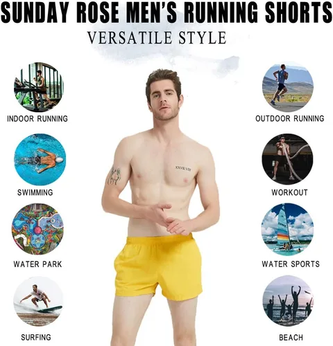Vista 4 de SUNDAY ROSE Men's Running Shorts 3 Inch Quick Dry Gym Athletic Workout Shorts