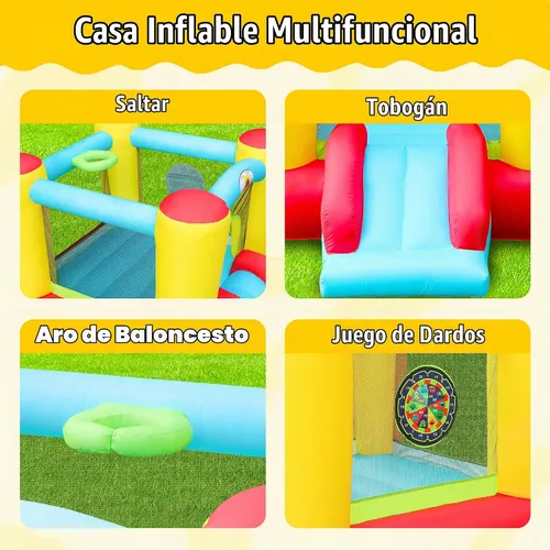 Vista 4 de WELLFUNTIME - Castillo hinchable con tobogán, castillo para saltar para niños con soplador, castillo hinchable de 100x77x63 Pulgadas