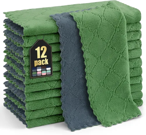Vista 43 de Homaxy - Paquete de 12 trapos de cocina (13 x 19 pulgadas, marrón), de terciopelo coral supersuaves y absorbentes para lavar platos, paño