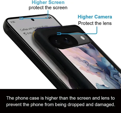 Vista 1208 de Compatible con Google Pixel 4A 5G Mobile Case Creative Acrylic Panel trasero Silicona Protección Grip especialmente diseñado para Google Pixel 4A 5G