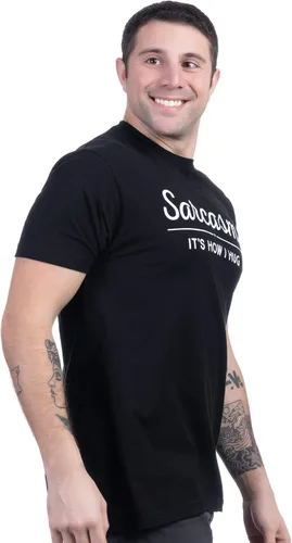 Vista 3 de Sarcasm, It's How I Hug Divertida camiseta gráfica sarcástica con actitud de humor para hombres y mujeres, Camiseta para hombre - Negro
