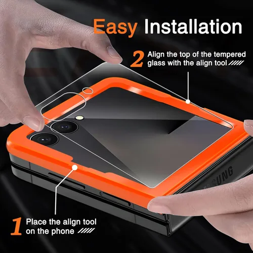 Vista 4 de Milomdoi 9 en 1 protector de pantalla para Samsung Galaxy Z Flip 7, 3 películas flexibles interiores + 3 vidrio templado frontal + 3 protectores