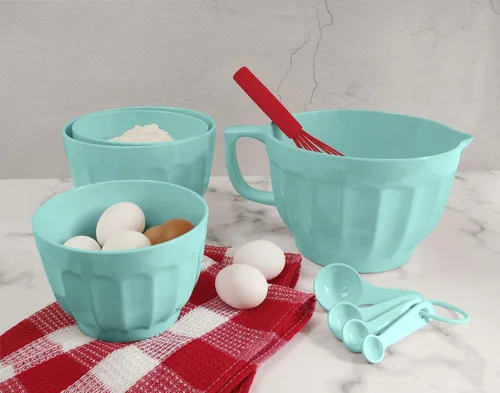 Vista 4 de UP UPware Tazón de melamina estilo Latte con boquilla de vertido, mango y base antideslizante, mango de agarre para mezclar y verter fácilmente