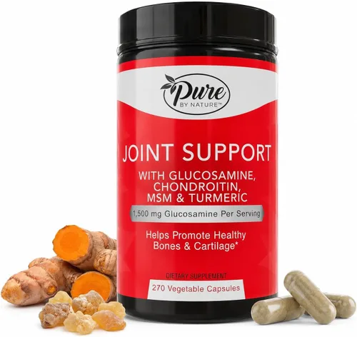 Vista 8 de Pure By Nature Glucosamina condroitina MSM cúrcuma Boswellia (suministro para 60 días) – Suplemento de apoyo articular para mujeres y hombres, apoyo