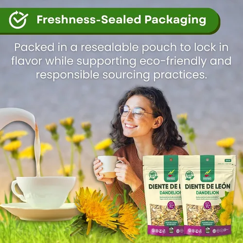 Vista 6 de Hanan Té de raíz de diente de león de hoja suelta – Té de hierbas Diente de León 100% natural de Perú, infusión sin cafeína para apoyo digestivo