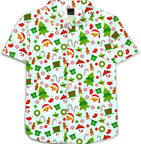 Vista 21 de Remimi Camisa unisex de Halloween para niños, camisetas hawaianas de manga corta con botones feos de 5 a 14 años Christmas Gift