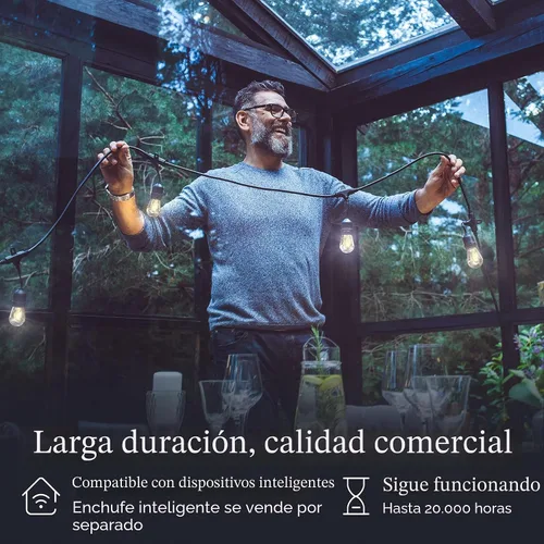 Vista 4 de Brightech Ambience Pro - Serie de luces LED para exteriores de 24 pies de grado comercial para patio, impermeables - 7 luces resistentes
