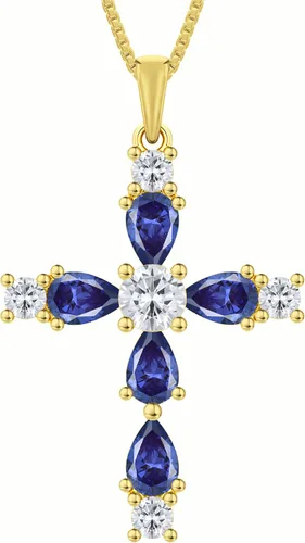 Vista 168 de YL Collar de cruz de plata de ley 925 con colgante de piedra natal religiosa para mujer