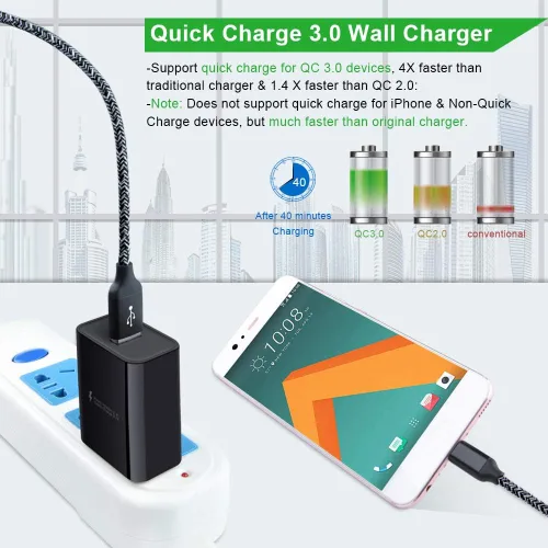 Vista 2 de Cargador rápido tipo C para Moto G Pure/G Stylus 5G 2024/G 5G 2022/G Power 2025 2024/G Play 2026/2024/2023/One 5G Ace/G Fast/G8/G7 Play, adaptador