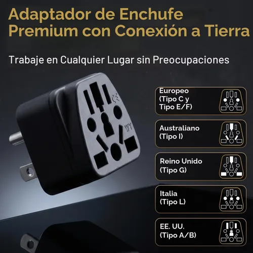 Vista 5 de Unidapt Adaptador de enchufe de viaje internacional para EE. UU., 2 piezas Negro