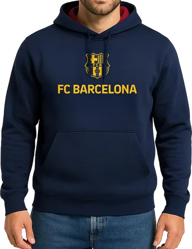 Vista 9 de Icon Sports Officially Licensed FC Barcelona Adult Men's Pullover Hooded Sweatshirt azul marino (45PH-Navy)