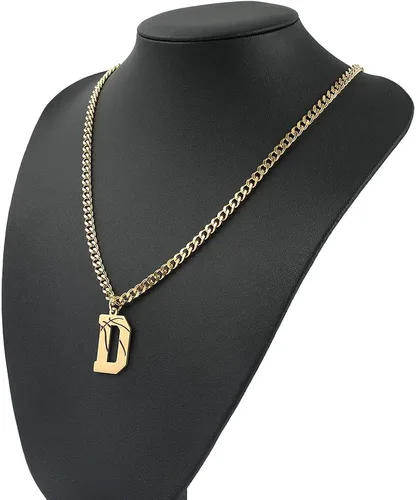 Vista 3 de Collar con dije de inicial de baloncesto A-Z, collar de cadena de eslabones cubanos de acero inoxidable para niños, hombres y mujeres, colgante