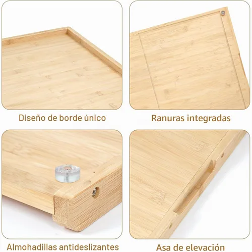 Vista 4 de Tabla de cortar de bambú de doble cara de 28 x 18 pulgadas con ranura para jugo, tablas de cortar grandes de madera para cocina, tabla de cortar