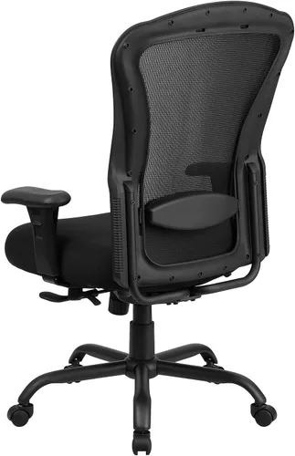 Vista 7 de Flash Furniture HERCULES Series 24/7 Uso Intensivo Big & Tall 400 lb. Silla de oficina ergonómica multifunción de malla negra con inclinación