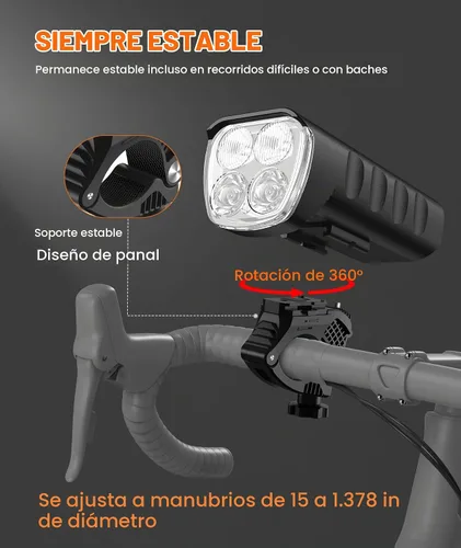 Vista 4 de Front Bike Light or Front Headlight & Back Taillight Set, 2000 Lumens Super Bright Road Mountain Ebike Lights, Rechargeable & 6400mAh Ultra-Long