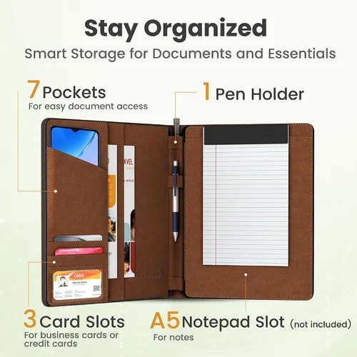 Vista 3 de Funda universal Padfolio – Organizador de tablet con soporte para bloc de notas – Compatible con iPad 10ª 11ª generación, iPad Pro 11, iPad 7 8 9