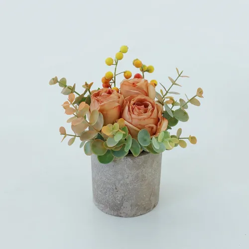 Vista 22 de Small Artificial Blue Rose Potted Plant, 2 Pcs Mini Faux Decor 2 piezas azules