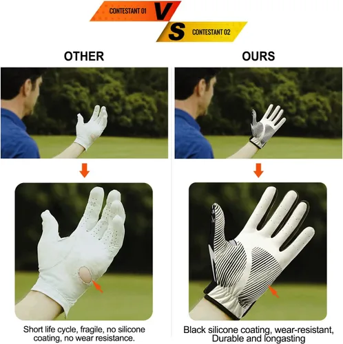 Vista 5 de Guante de golf para hombre, cuero transpirable con excelente agarre y guante de golf duradero y duradero, perfecto para adultos, ideal