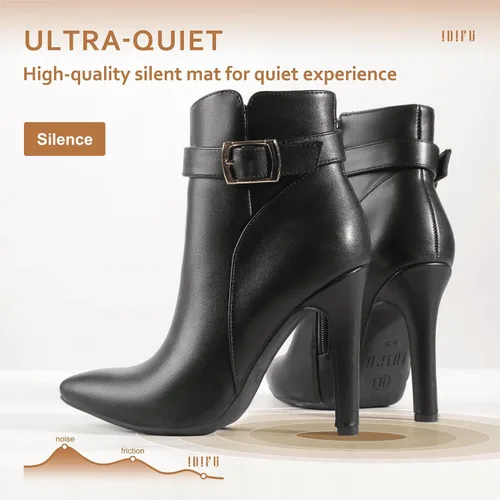 Vista 5 de IDIFU DANA - Botines de tacón alto de aguja para mujer, con cremallera lateral, con hebilla de metal