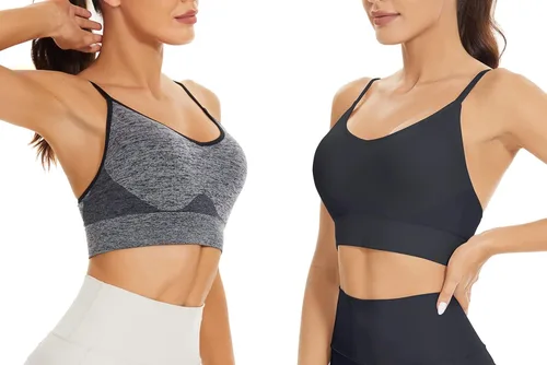 Vista 3 de SEGRILA Brasier deportivo para mujer, con espalda cruzada, con tirantes ajustables