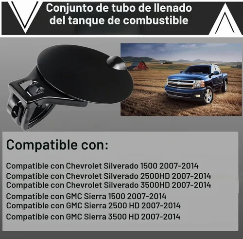 Vista 3 de 25871805 Conjunto de tubo de llenado de tanque de combustible con parachoques de puerta, puerta de depósito de combustible para Chevy Silverado 1500