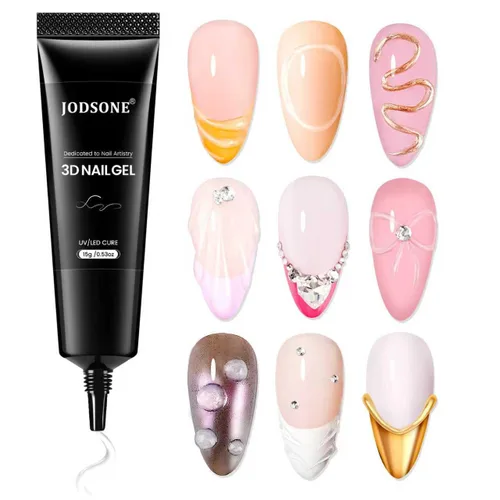 Vista 13 de JODSONE Gel de pegamento de uñas 4 en 1 de 0.5 onzas líquidas para puntas de uñas, pegamento de extensión de larga duración para puntas de uñas