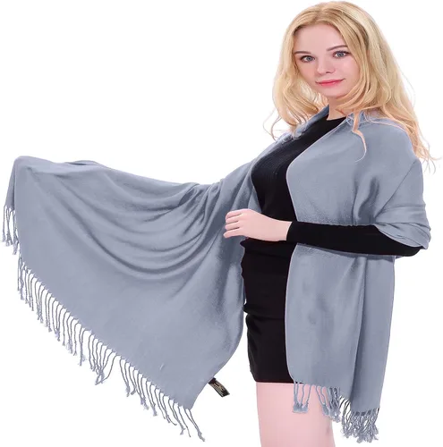 Vista 43 de CJ Apparel Solid Color Tassels Design Nepalese Shawl Seconds Scarf Wrap Stole Throw Head Wrap Pashmina Hand Made in Nepal Amarillo ámbar