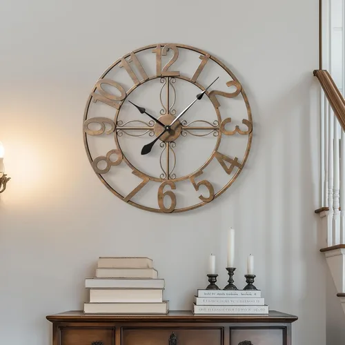Vista 35 de Cuspin Reloj de pared de 24 pulgadas con engranajes, reloj de metal