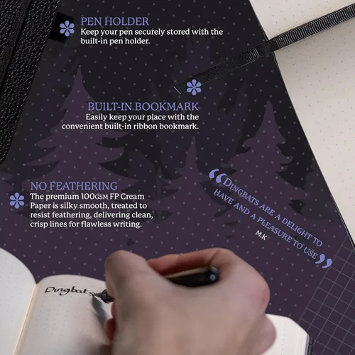 Vista 3 de Dingbats* Cuaderno de Escritura con Líneas de Vida Silvestre A5 - Tapa Dura de Cuero Vegano - Ideal para Trabajo, Viajes - Bolsillo, Cierre Elástico