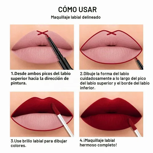 Vista 6 de evpct Juego de 3 lápices labiales líquidos y delineadores de labios para mujeres, 24 horas de larga duración, 24 horas, lápiz labial mate de larga
