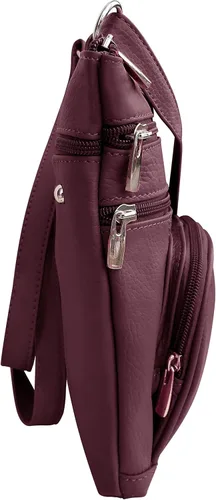 Vista 5 de Roma Leathers Bolso cruzado XL auténtico, multibolsillo, correa ajustable, XL