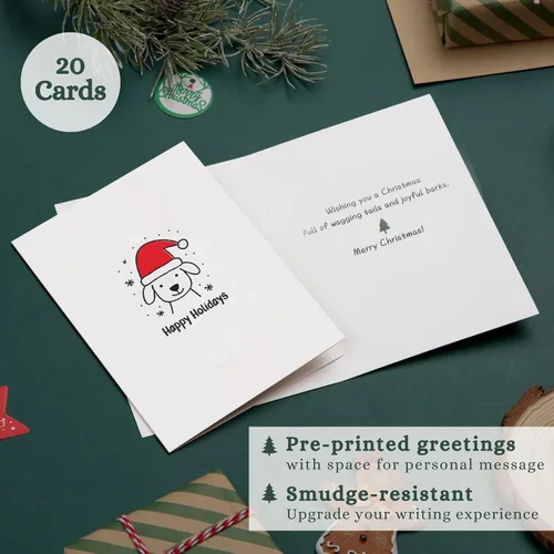 Vista 2 de Paper Play Tarjetas de Feliz Navidad con sobres (diseños de animales surtidos) 10x15 centímetros Tarjetas de Navidad a granel con sobres y pegatinas