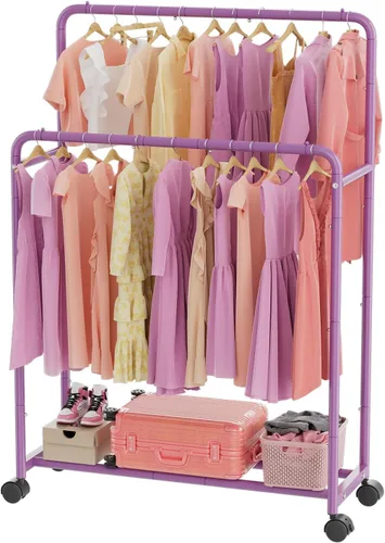 Vista 10 de Simple Trending Perchero de ropa con ruedas dobles para colgar ropa, color negro