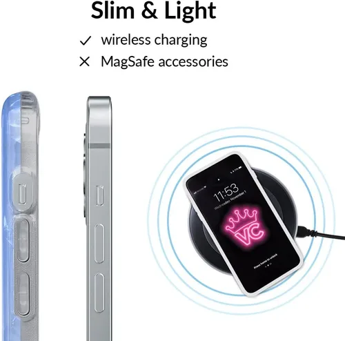 Vista 6 de VELVET CAVIAR Funda brillante iridiscente para iPhone 11 Pro Max, funda protectora estética para mujer (cuarzo ópalo azul)