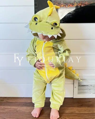 Vista 5 de Mameluco de animal para bebé niño y niña traje de una pieza con capucha para niños ropa de otoño e invierno