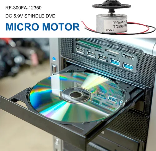 Vista 2 de uxcell Metal RF-300FA-12350 DC 5.9V Husillo DVD Micro Motor, 0.9 x 0.5 in para reproductor de DVD CD, 1 PC Plata Negro