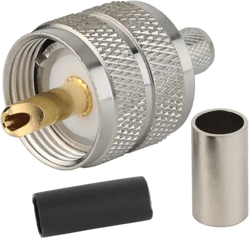 Vista 2 de Paquete de 5 conectores de crimpado macho UHF PL-259 PL259 para RG58/U LMR195 (UHF macho crimpado RG58)