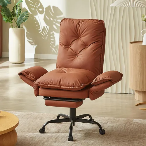 Vista 13 de Bestier Silla Criss Cross con reposapiés, Silla de oficina de espalda alta con piernas cruzadas y brazos abatibles y asiento ancho, reclinable 135°