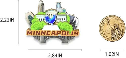 Vista 3 de Imán de Minneapolis de los E.E.U.U. Imán de nevera 3D de madera Monumentos de viaje coleccionables recuerdos decoración hecho a mano 2