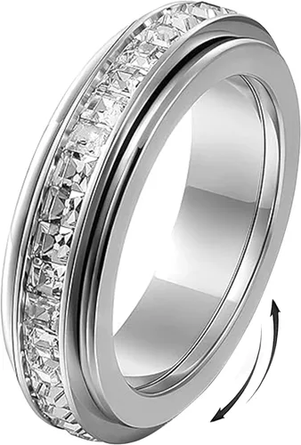 Vista 6 de Stainless Steel Anxiety Rings for Women Spinner Fidget Ring Dorado