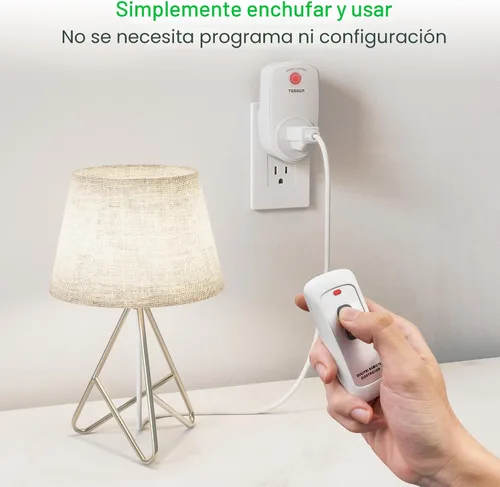 Vista 2 de Toma de control remoto, interruptor de enchufe eléctrico inalámbrico TESSAN para luces, lámparas, ventiladores, rango RF de 100 pies, 1200 W