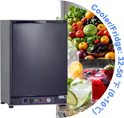 Vista 2 de Refrigerador de propano de 1.4 pies cúbicos fuera de la red, refrigerador de cámper, refrigerador compacto de 12 V/110 V/LPG para semircamión