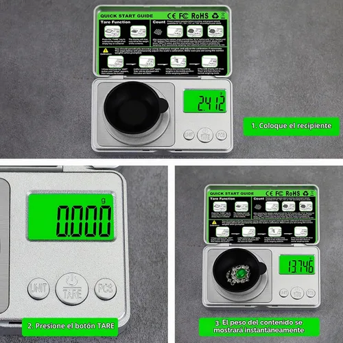Vista 6 de Báscula de alta precisión de 3.53 oz/0.00 oz, báscula digital de miligramo de bolsillo, báscula de joyería de gramo pequeño, escala de moneda