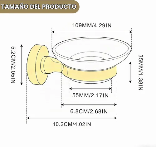 Vista 5 de Soporte de jabón de vidrio montado en la pared, organizador de jabonera, estante de jabón para baño, cocina y ducha, accesorio de baño moderno